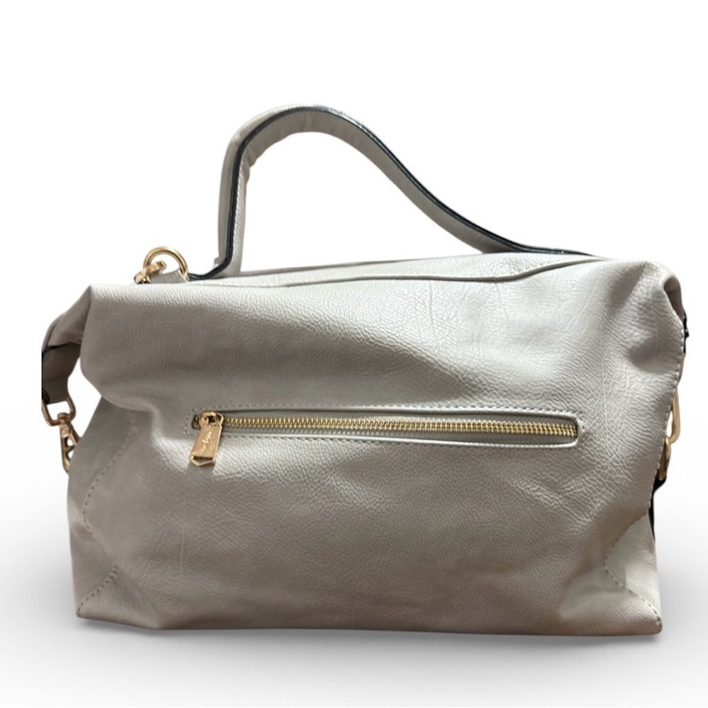 Urban Originals Vegan Leather Satchel Crossbody Light Gray - Picture 2 of 11